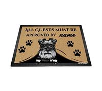 BAGEYOU Paillasson personnalisé en forme de chien avec mon chien d'amour Schnauzer Tous les invités doivent être approuvés Tapis pour décoration d'intérieur 60 x 40 cm