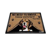 BAGEYOU Paillasson personnalisé Motif chien Beagle No Need to Knock I Konw You're Here Tapis de sol 70 x 45 cm