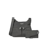 Baggallini Cross Over Crossbody Women 11x8.5 Medium Travel Bag Lightweight Water-Resistant Nylon Organized Handbag Purse, Sac à bandoulière Femme, Gris foncé, Taille Unique