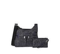 Baggallini Cross Over Crossbody Women 11x8.5 Medium Travel Bag Lightweight Water-Resistant Nylon Organized Handbag Purse, Sac à bandoulière Convertible Femme, Midnight Blossom Print, Taille Unique