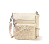 Baggallini Modern Pocket Crossbody for Women 9x8.5 Lightweight Water-Resistant Travel Purse Handbag Shoulder Bag W/RFID, Sac à bandoulière Poche Femme, Fourrure synthétique Beige Clair, Einheitsgröße