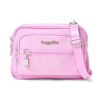 Baggallini Petit sac à bandoulière convertible à triple fermeture éclair pour femme - Sac banane convertible de 20,3 x 15,2 cm - Léger et résistant à l'eau, Rose hibiscus, Taille unique