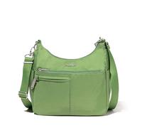 Baggallini Securtex Sac à bandoulière antivol pour femme - Sac à main antivol RFID Hobo avec fermeture éclair verrouillable, vert mousse