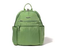 Baggallini Securtex Sac à dos de vacances antivol pour femme - Sac à dos de voyage léger verrouillable avec fermeture éclair et portefeuille RFID, vert mousse