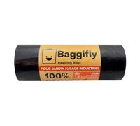 Baggifly Sacs Poubelle 120L, 10 Sacs Ultra Résistants, jusqu'à 100kg, 100% recyclés, ÉCO, Sacs Industriels, Sacs de Jardin, Sacs pour Chantier, Pack de 1 x 10 Sacs, Fabriqué en Europe