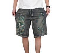 Baggy Cargo Vintage Jean Short ample décontracté pour homme Grande taille Classique Grande taille Coupe droite Décontracté, Bleu (596), 56