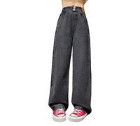 Baggy Jeans Enfant Fille Pantalons Cargo en Denim Ample À Jambe Large Ado Fille Jean Bootcut Pants Long avec Poches Classique Vintage Hip Hop Streetwear 2025 Printemps Automne
