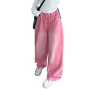 Baggy Jeans Enfant Fille Pantalons Cargo en Denim Loisirs avec Taille Élastique Ado Fille Jean Straight Pants Long avec Poches Mode Rétro Y2k Streetwear 2025 Printemps Été Automne