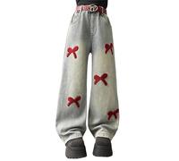 Baggy Jeans Enfant Fille Pantalons en Denim Classique Jambe Droite Ado Fille Jean Straight Pants Long avec Poches Décontracté Rétro Hip Hop Streetwear 2026 Printemps Automne