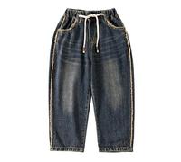 Baggy Jeans Enfant - Jean décontracté garçon Coupe Ample Confortable Style Papa Pantalon Classique Jambes Droites idéal Enfants Jeunes Adolescents