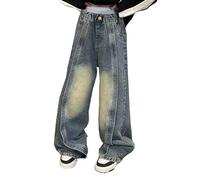 Baggy Jeans Fille Pantalons Cargo en Denim Classique À Taille Élastiquée Fille Jean Bootcut Pants Long avec Poches Loisirs Vintage Y2k Streetwear Outdoor Printemps Été Automne