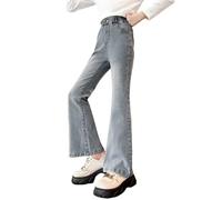 Baggy Jeans Fille Pantalons Cargo en Denim Classique avec Taille Élastique Fille Jean Straight Pants Long avec Poches Confortable Rétro Hip Hop Streetwear Sport Printemps Été Automne