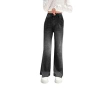 Baggy Jeans Fille Pantalons Cargo en Denim Confortable avec Taille Élastique Ado Fille Jean Straight Pants Long avec Poches Loisirs Rétro Y2k Streetwear Outdoor Printemps Automne