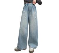 Baggy Jeans Filles Pantalons Large en Denim Fille Y2K Streetwear Enfants Adolescent Pantalon Hip Hop Streetwear Décontracté pour Été Hiver Printemps Automne - 110-164#F4