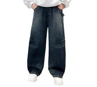 Baggy Jeans Pantalons Garçon avec Ceinture Élastique Jean Baggy Garcon Pantalons Cargo en Denim Enfants Large Décontracté Hip Hop Y2k Streetwear Saint Valentin Jeans Homme Jean Noir Homme