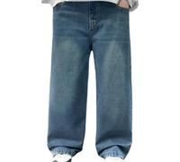 Baggy Jeans Pantalons Garçon avec Ceinture Élastique Jean Droit Garçon Pantalons Cargo en Denim Enfants Large Décontracté Hip Hop Jambes Larges Streetwear avec Poches (Blue, 6-7 Years)