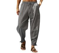 Baggy Pantalon de jogging long pour homme - Couleur unie - Confortable - Respirant - Pantalon de plage - Pantalon de yoga ample - Taille élastique avec cordon de serrage et poches - Pour le sport et