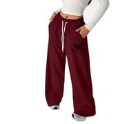 Baggy Pantalon Jogging Filles avec Nœud Pantalon de Survêtement Taille Élastique avec Cordon de Serrage et Poches Jambe Droite Large Pantalons Confort Décontracté Couleur Unie Enfants Ado 4-14 Ans