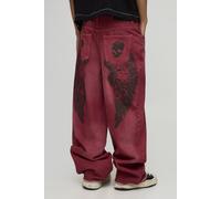 Baggy Skater Angel Printed Denim Jeans homme - rouge - 34R, rouge