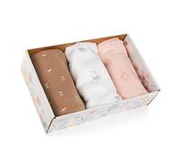 baginska - Lange bébé Gaze de Coton. Lot de 3 Langes en Coton. 100% Coton Oeko Tex. Mousseline, Bavoir, Couverture d'emmaillotage. Coffret Cadeau. Liste de Naissance.