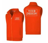 BAGLEV Gilet Personnalisé Hommes Femmes Personnaliser Votre Propre Conception Fermeture Éclair Gilet Chaud Col Montant sans Manches Matériau Épais Vêtements d'automne et d'hiver Orange,XXL