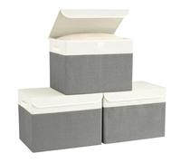 Bagnizer Lot de 3 boîtes de rangement avec couvercle, pliables, en tissu, avec poignées pratiques, 42 x 30 x 30 cm, boîtes de rangement avec couvercle pour chambre à coucher, rangement de vêtements