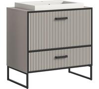 Bagno meuble sous lavabo avec lavabo 1 tiroir, 1 abattant gris clair, crème.