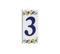 BAGNO Numéro de Porte en Céramique Blanc Classique Décoratif 3 Porte Moustier 11x5,5cm