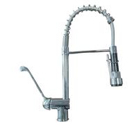 BAGNOCLIC | Mitigeur de cuisine industriel | 50 cm, argent, laiton | Douchette prélavage amovible, levier ergonomique, installation complète | Haute pression, usage professionnel
