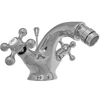 BAGNOCLIC - Robinet Mélangeur Bidet Vintage Style Rétro | Poignées en Forme d'Étoile | Articulation Orientable | Laiton Lourd, Finition Chromée Brillante, Argent, Laiton
