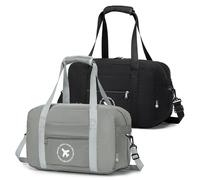 BAGROUPS 2X Sac Cabine Ryanair 40x20x25 Pliable Bagage à Main Petit Sacs de Sport Imperméable Weekend Femme Homme Sac de Voyage Cabine Avion Portable Maternité pour Travel Organisateur Sacs Noir Gris
