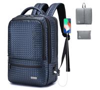 BAGROUPS Sac a Dos Voyage Cabine Avion 40x30x20 Wizzair Bagage Cabine Transavia Valise 40x30x20 Cabine Sac a Dos Homme Travail Cuir avec Port de Charge USB Donner Un Sacs de Maquillage （Bleu）