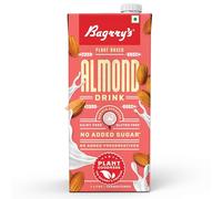 Bagrry's Boisson aux amandes végétales 1 L | Non sucrée | Amandes grillées | Boisson aux amandes sans lactose et sans produits laitiers | Sans sucre ajouté | Parfait pour un usage quotidien | Approuvé