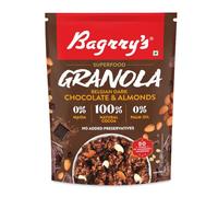 Bagrry's Superfood Granola Chocolat noir et amandes belges Sac de 400 g 400 % flocons d'avoine et de quinoa Cacao 100 % naturel Végétalien et végétal Riche en fibres et protéines