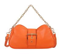 Bags for Women Ladies Fashion Retro Solid Color Leather Messenger Bag With Metal Adjustable Shoulder Strap(Orange)