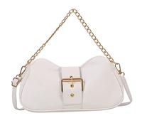 Bags for Women Ladies Fashion Retro Solid Color Leather Messenger Bag With Metal Adjustable Shoulder Strap(White)