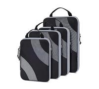 BAGSMART 4 Pièces Organisateur Valise,Sac Compression Voyage,Packing Cubes Réutilisable, Rangement Valise Accessoire,Pratique pour Valise,Vacances, Déplacements,Noir