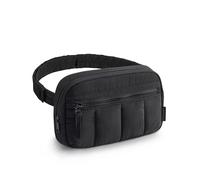 BAGSMART Sac banane pour femme - Sac banane matelassé avec poches - Sac banane tendance pour voyage, randonnée, noir, 9.25" L x 2.36" W x 5.91" H, Version sans lettre