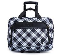 bagsmart Sacoche à roulettes pour ordinateur portable de 17,3 pouces pour homme et femme - Avec roulettes - Sac d'ordinateur portable pour le travail, les voyages, les affaires, Carreaux noirs et