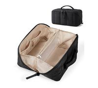 BAGSMART Trousse de maquillage gonflée, 01 - Noir, 9.8 x 5.11 x 5.11 inches, Trousse de maquillage plate ouverte