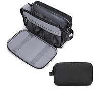 BAGSMART Trousse de Toilette Homme Voyage,Accessoires de Toilette Sac de Rasage,Imperméable Sac de Toilette,Double Fermeture Éclair avec Poignée,Noir,L