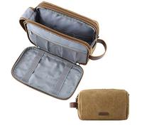 BAGSMART Trousse de Toilette Homme Voyage,Accessoires de Toilette Sac de Rasage,Imperméable Sac de Toilette,Double Fermeture Éclair avec Poignée,Kaki,M