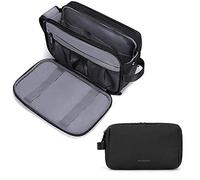 BAGSMART Trousse de Toilette Homme Voyage,Accessoires de Toilette Sac de Rasage,Imperméable Sac de Toilette,Double Fermeture Éclair avec Poignée,Noir,M