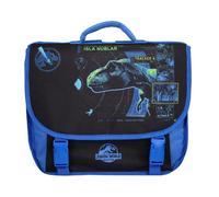 Bagtrotter - Cartable 38 cm - Jurassic World Noir et Bleu - Primaire - Dos et bretelles rembourrés - Poche bouteille - Licence Officielle Jurassic World