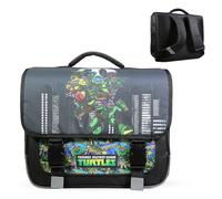 Bagtrotter - Cartable 38 cm - Tortues Ninja Noir - Primaire - Bretelles et Dos rembourrés - Bandes Réfléchissantes - Grand Rangement - Licence Officielle Tortues Ninja