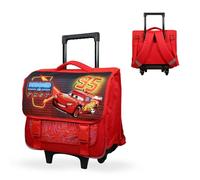 Bagtrotter - Cartable à roulettes 38 cm - Disney Cars Rouge - Primaire - Dos et bretelles rembourrés - Bandes Réfléchissantes - Grand Rangement - Licence Officielle Disney Pixar