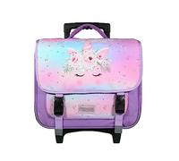 Bagtrotter - Cartable à roulettes 38 cm - Phileas Licorne Violet - Primaire - Bretelles et Dos rembourrés - roulettes & Poignée télescopique -Licence Officielle Phileas