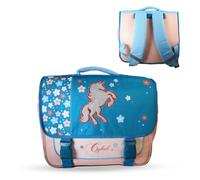 Bagtrotter Cybel - Cartable Scolaire 38 cm - Licorne - Bleu/Rose - Fille - 2 Compartiments