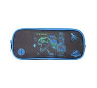 Bagtrotter - Jurassic World - Trousse Scolaire Rectangulaire - Noir et Bleu - 2 Compartiments Zippés - 23x7x10cm - Matière Polyester - Accessoire et Papeterie Scolaire