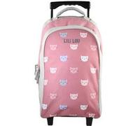 Bagtrotter - Lili Lou - Sac à Dos Scolaire - Sac à Dos à Roulettes - Gris et Rose - 2 Compartiments Zippés - 1 Poche Bouteille - 33x16x45cm - Bretelles Matelassées - Dos Matelassé - Matière Polyester